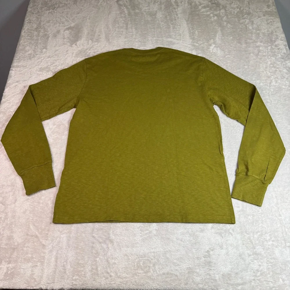 NWOT American Giant Mens Long Sleeve Crew Neck T-Shirt M Olive Green Slub Cotton - Picture 5 of 8